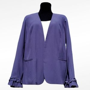 Kensie Farina Blazer 2X Royal Blue Ruffle Sleeve
